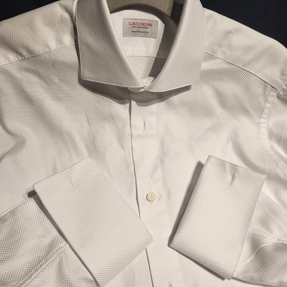 NWOT Cordone 1956 White Royal Oxford Solid Shirt Handmade 15.5